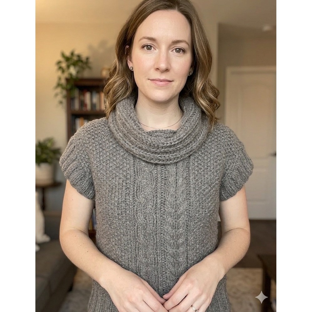 J.Crew Wallace Womens Lambswool Wool Cable Knit Cowl Neck Sweater Grey Small EUC